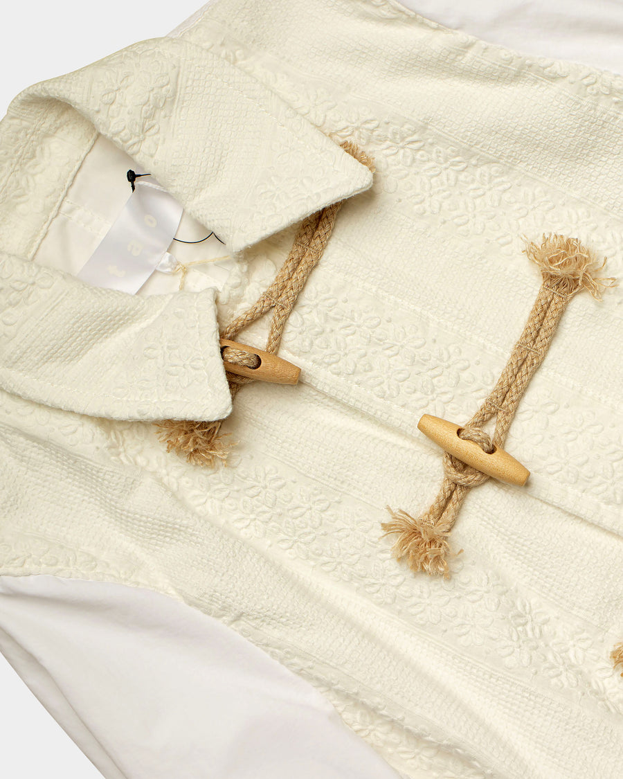 embroidered cotton and taffeta toggle coat