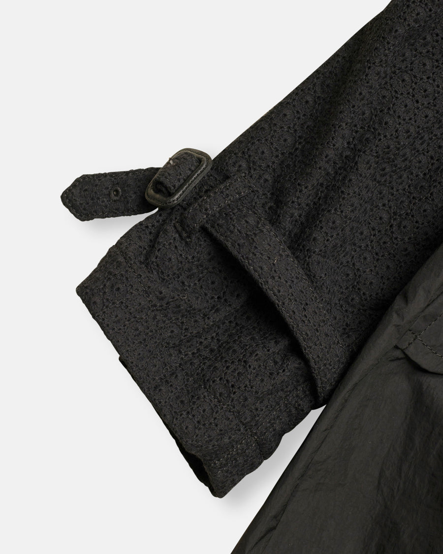eyelet and taffeta trench coat