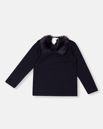 faux fur collared top