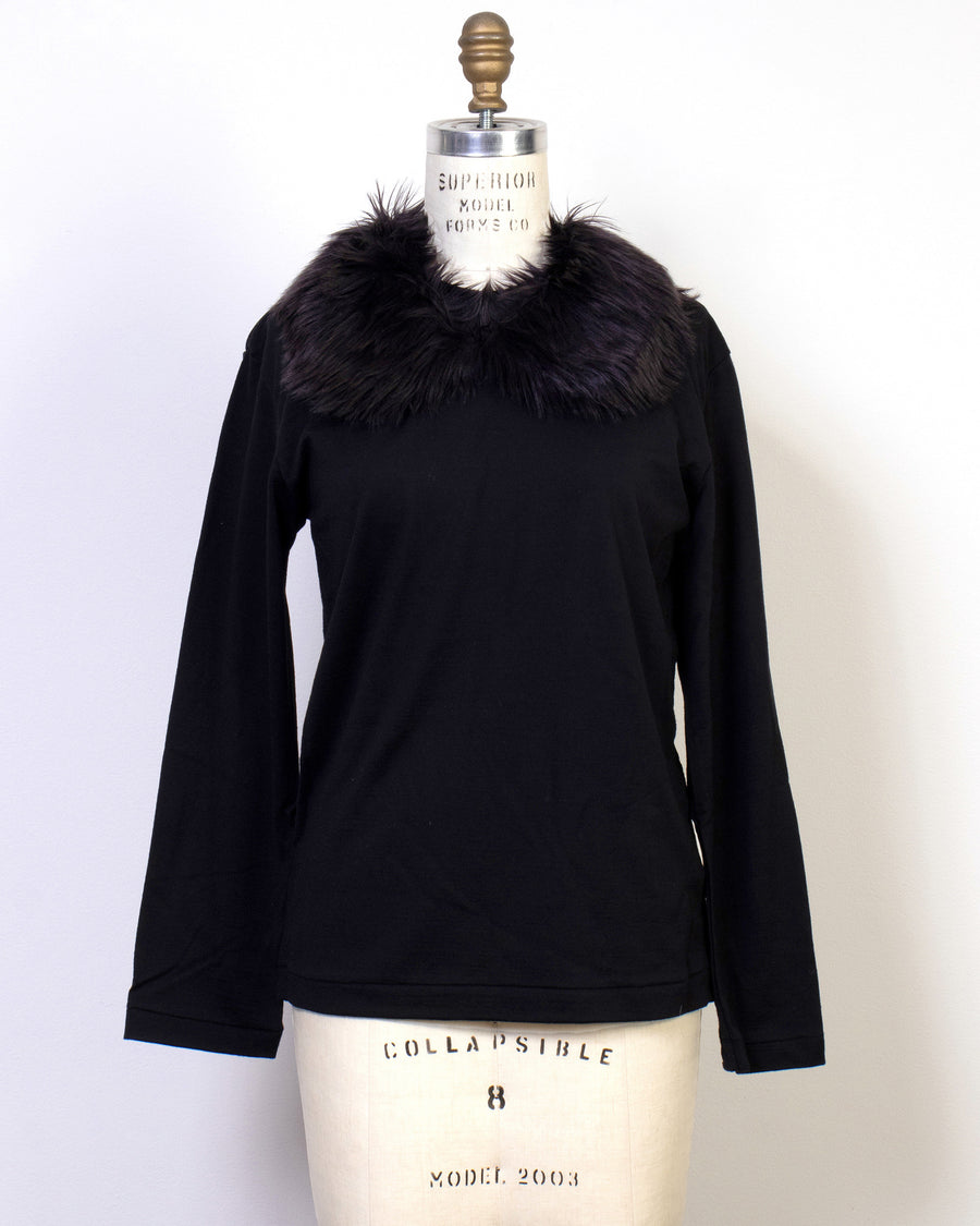faux fur collared top
