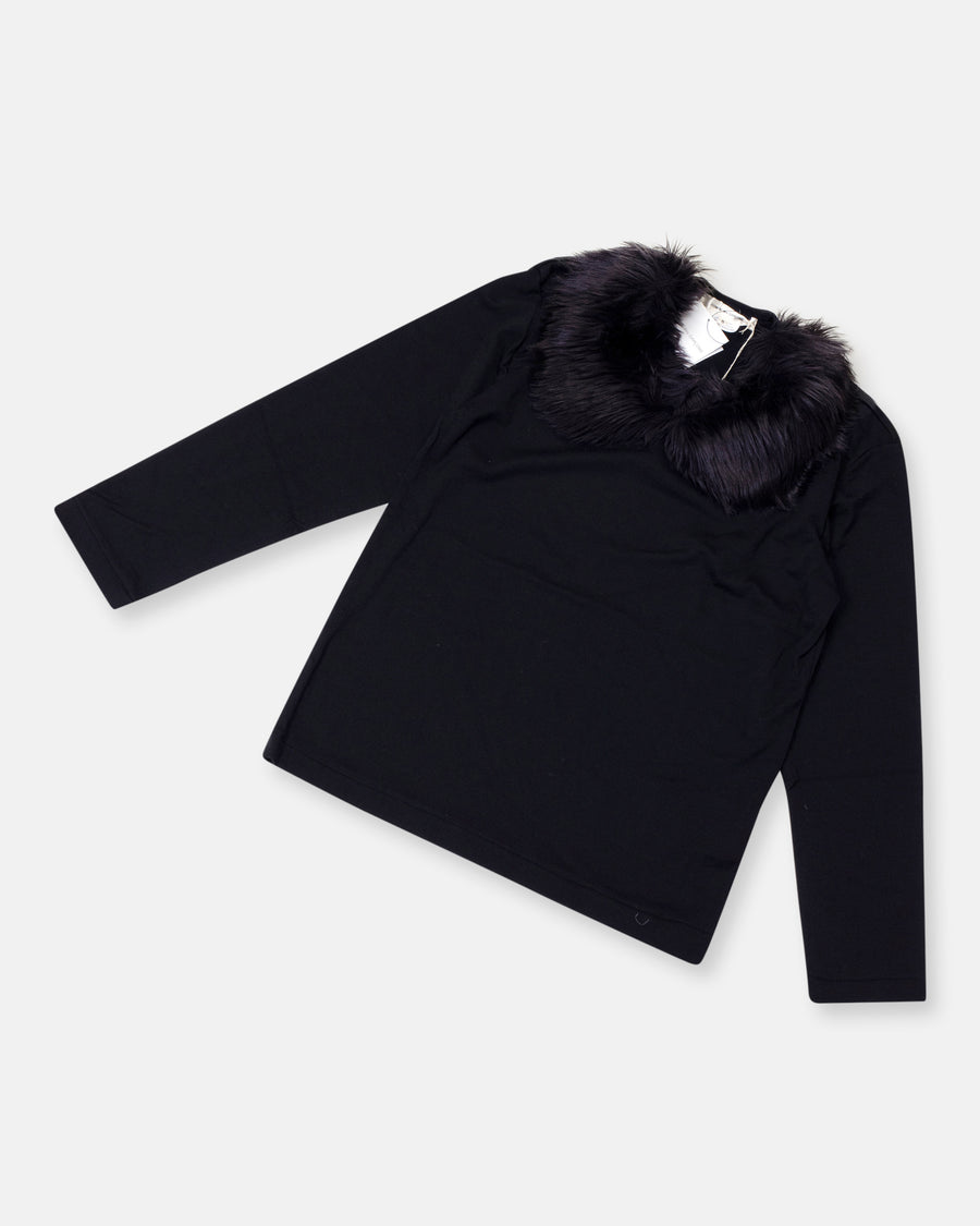 faux fur collared top