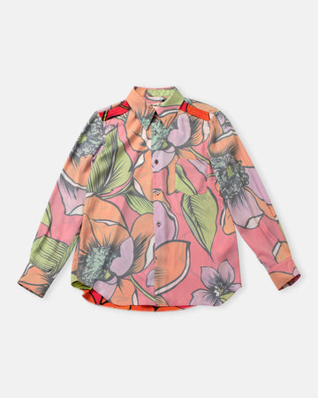 satin floral print shirt