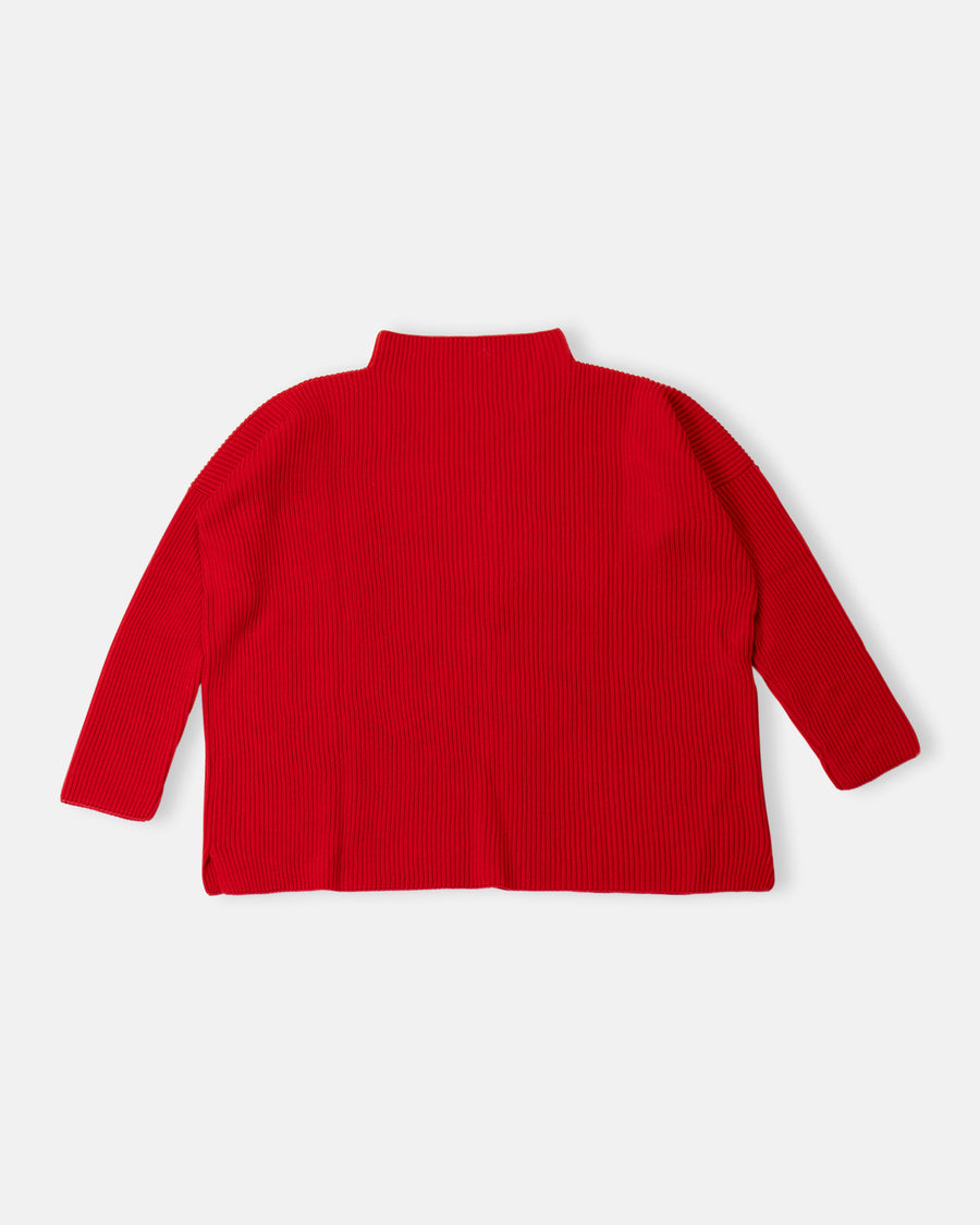 rib stitch high neck sweater