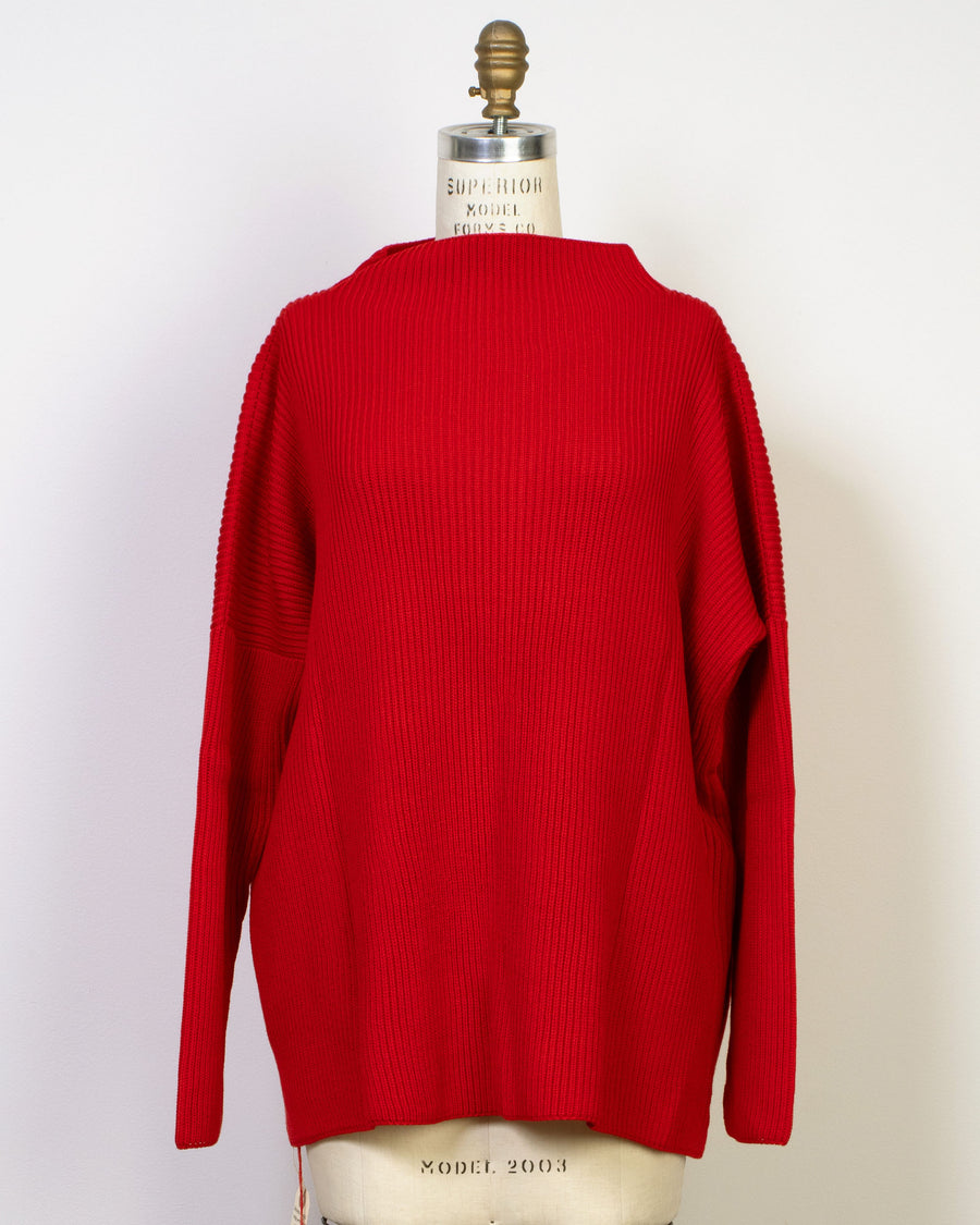 rib stitch high neck sweater