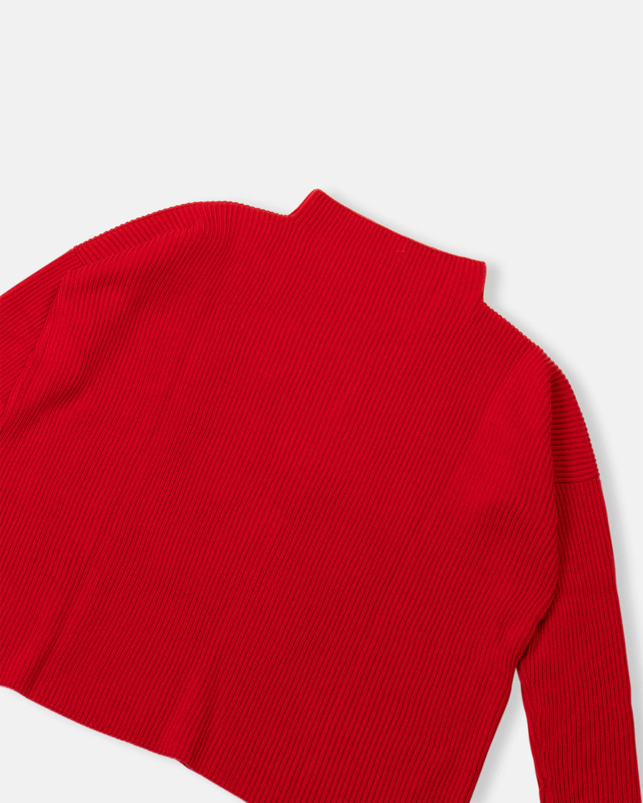 rib stitch high neck sweater