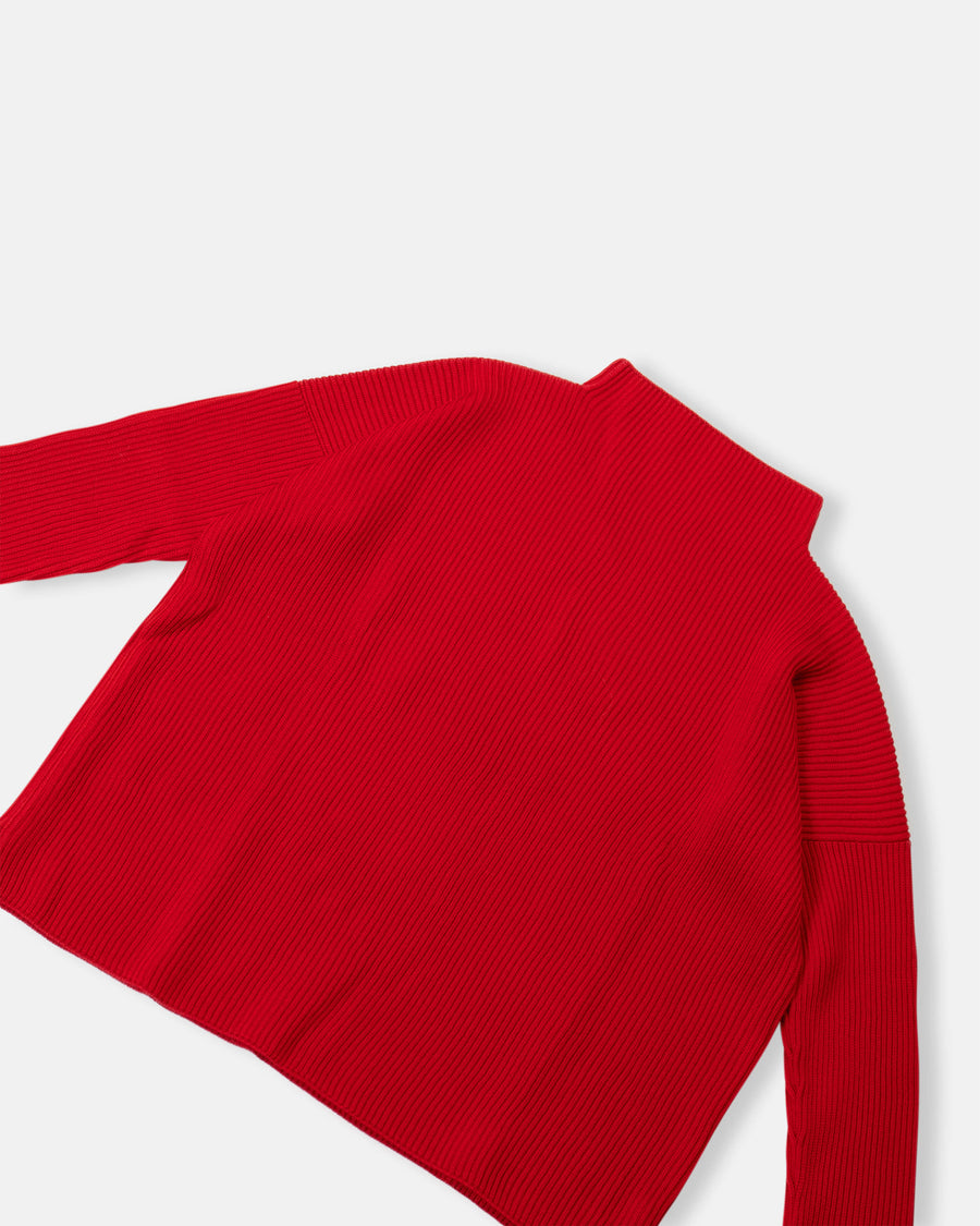 rib stitch high neck sweater