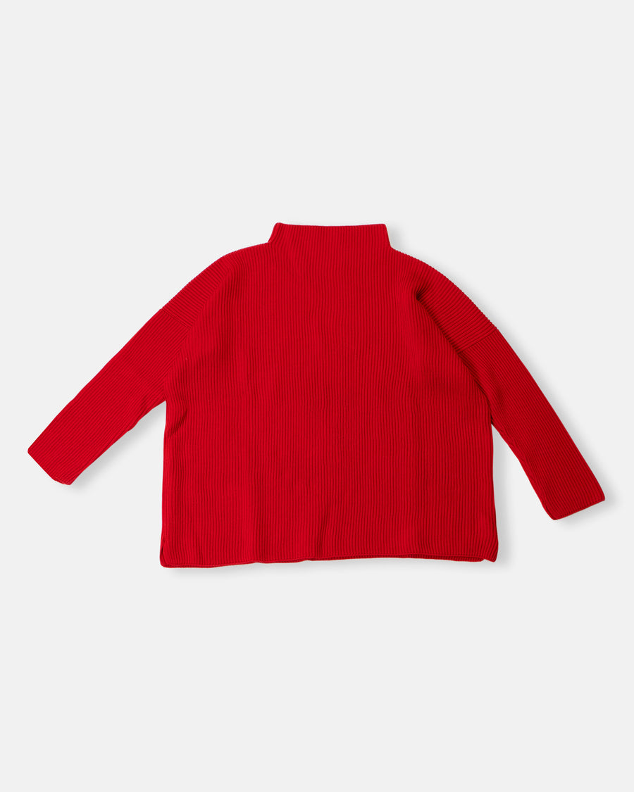 rib stitch high neck sweater