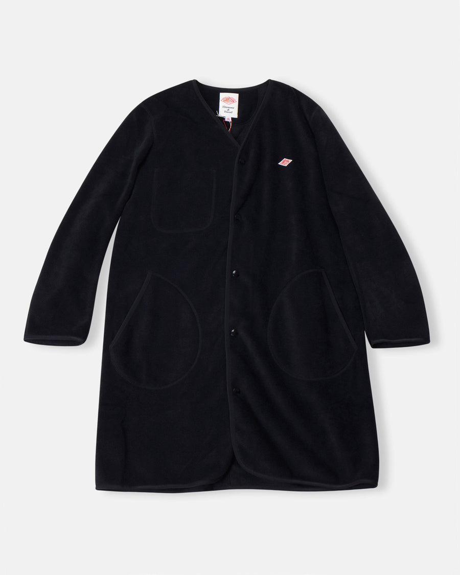 fleece collarless coat