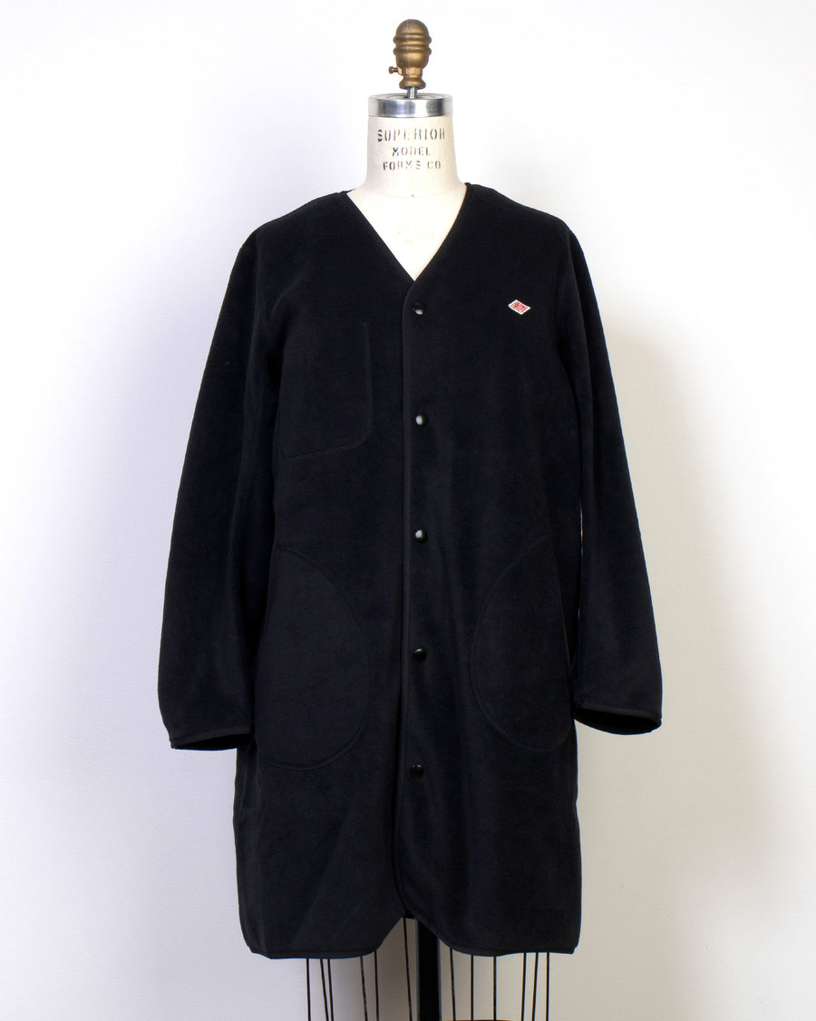 fleece collarless coat