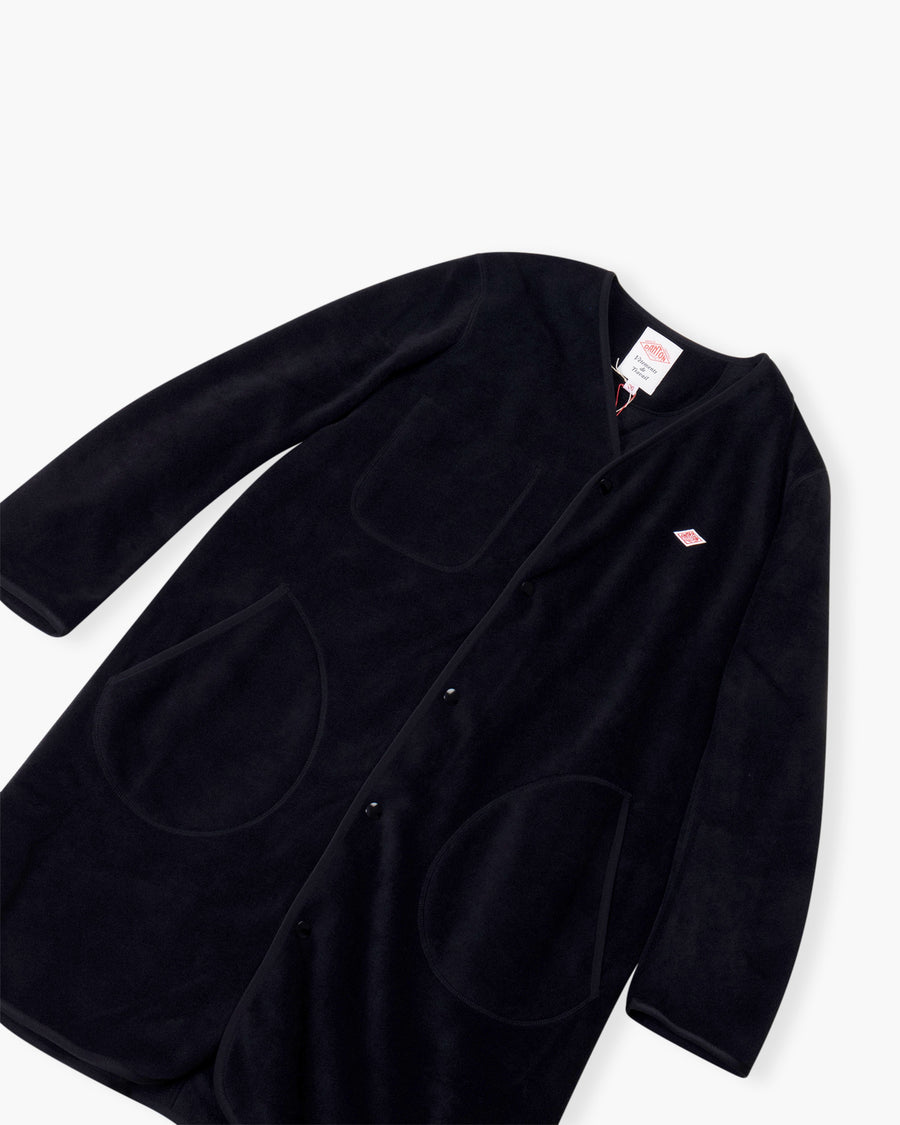 fleece collarless coat