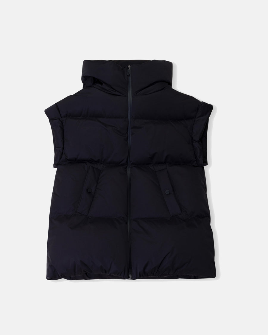 sleeveless satin jacket