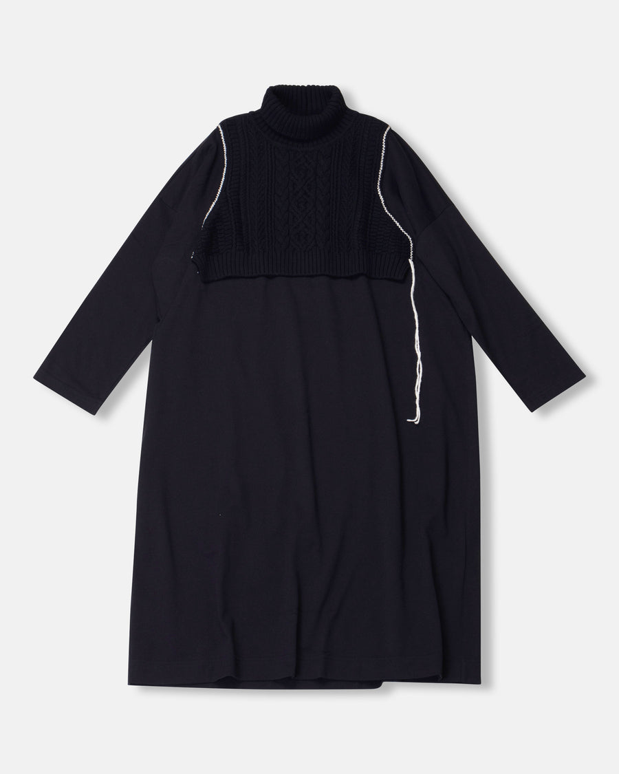 combination sweater dress with turtleneck