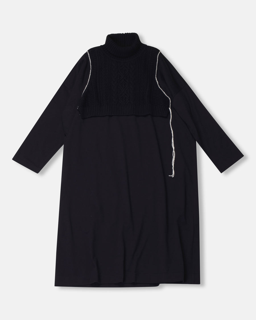 combination sweater dress with turtleneck