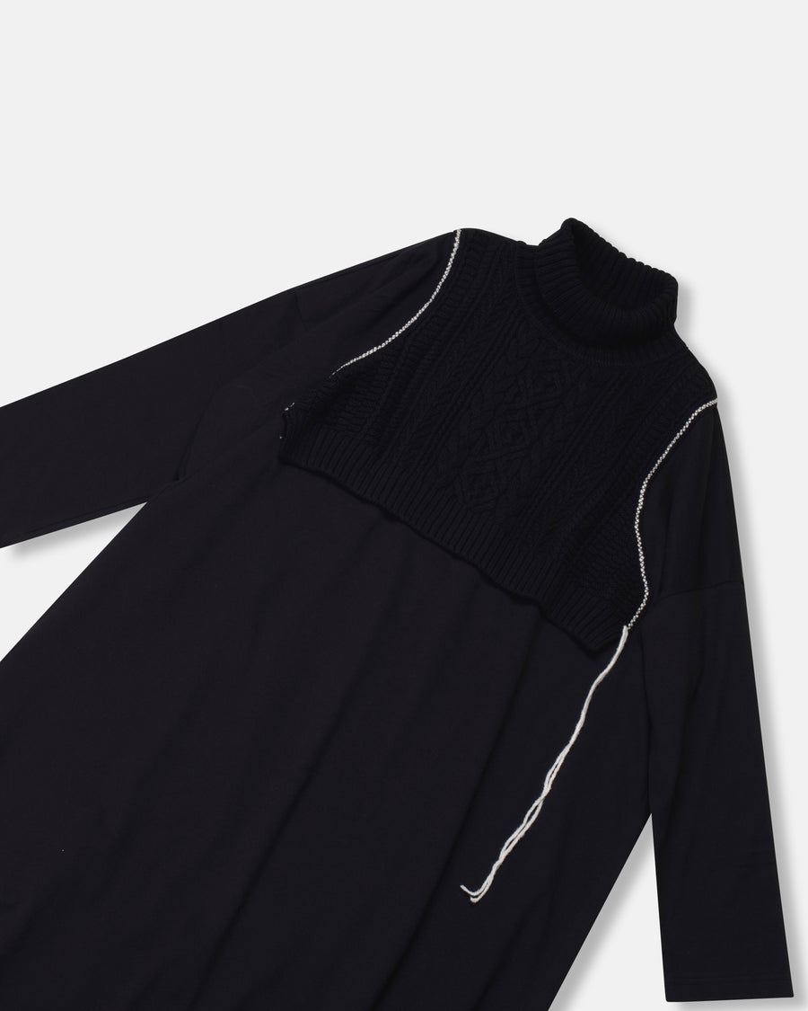 combination sweater dress with turtleneck