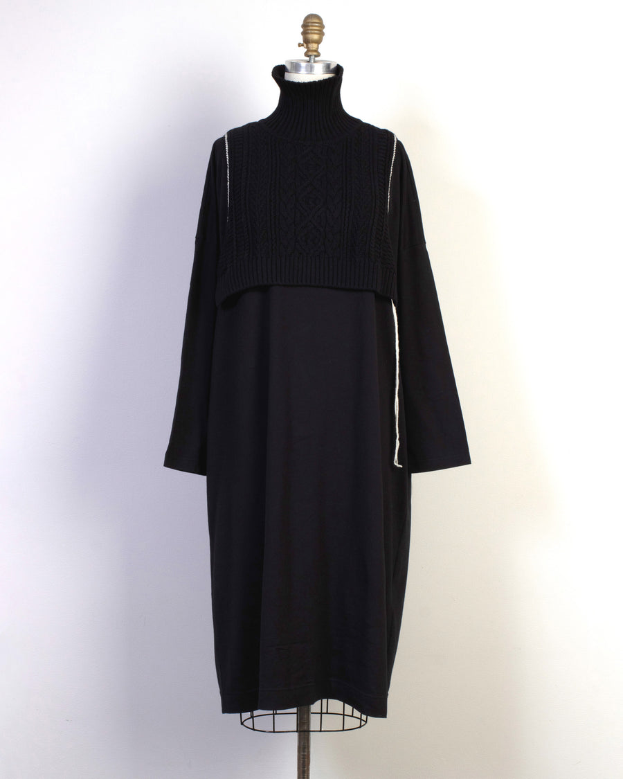 combination sweater dress with turtleneck