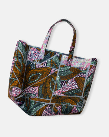 patchwork print large rectangular bag