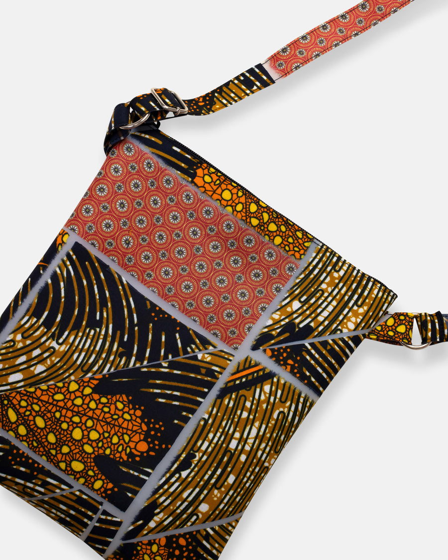 patchwork print medium bag with zip