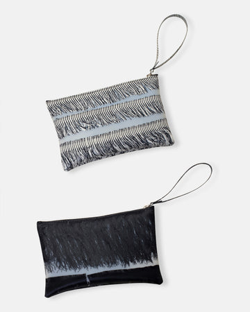 fringe medium rectangular pouch with wrist strap