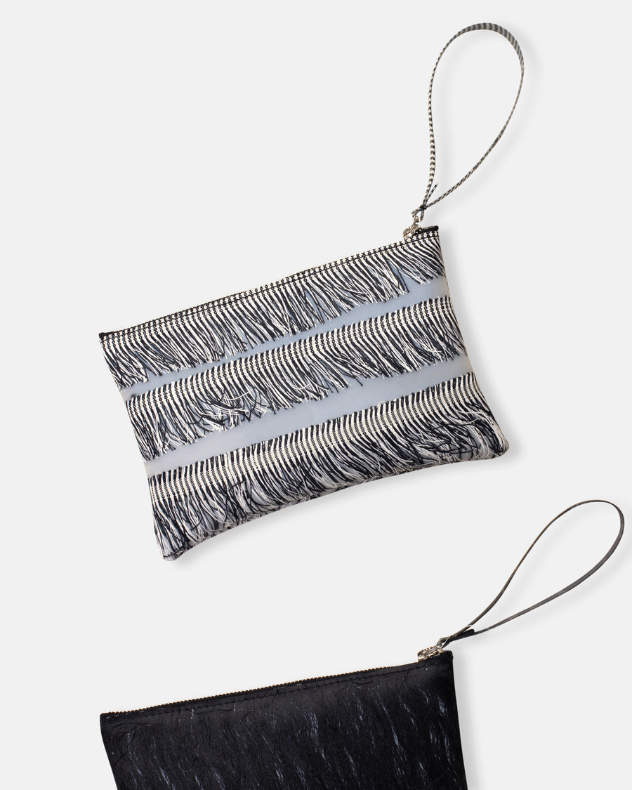 fringe medium rectangular pouch with wrist strap