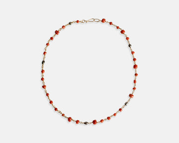 coral, tahiti keshi necklace rose gold