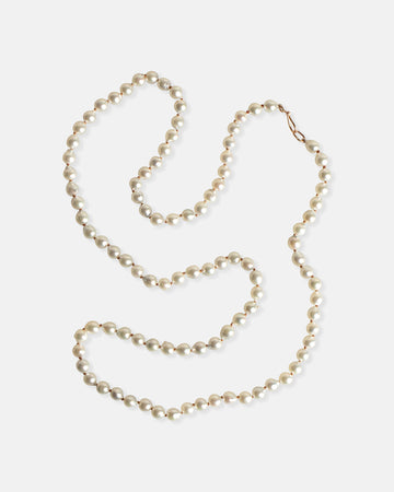 semi baroque silver Akoya necklace