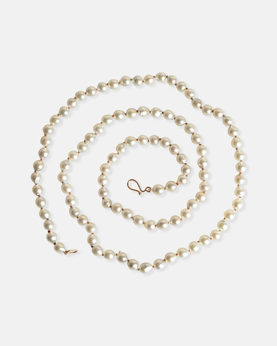 semi baroque silver Akoya necklace