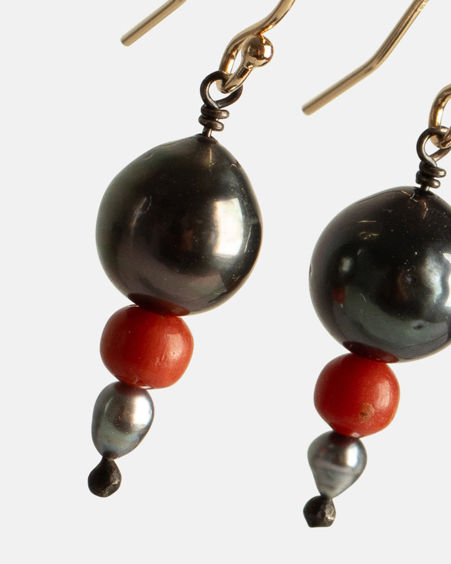 pearl & coral earrings