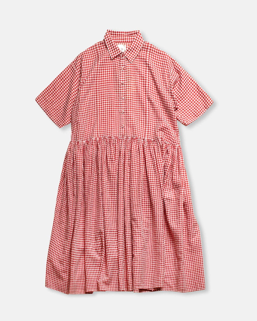 gingham check collar dress