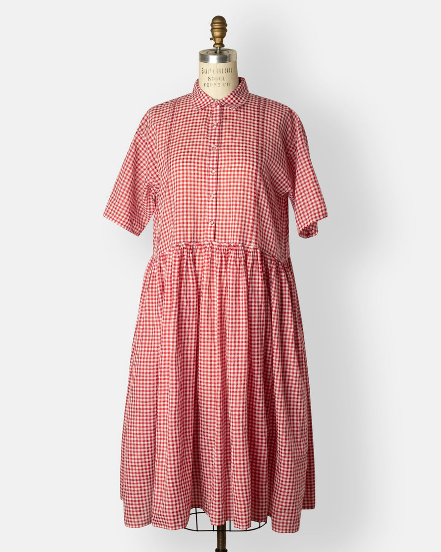 gingham check collar dress