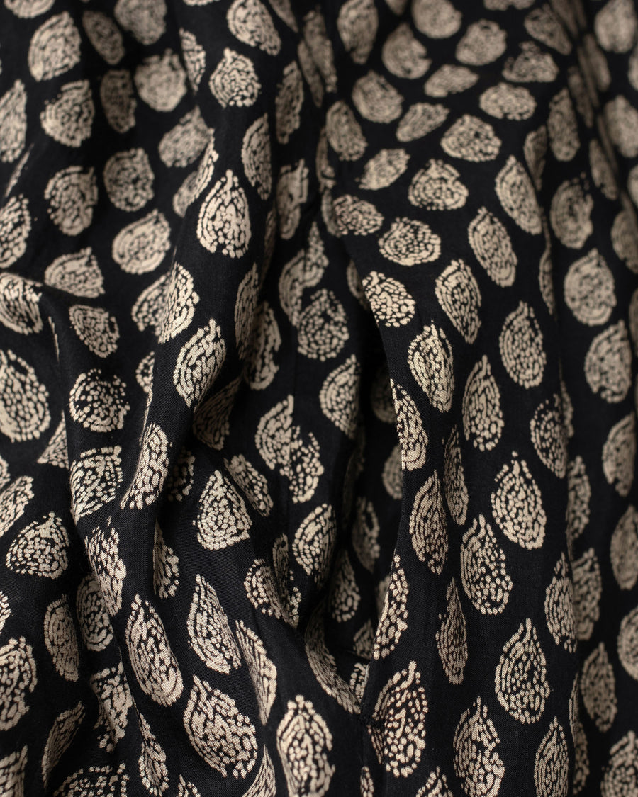 leaf print crew neck dress