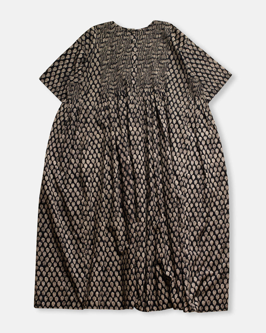 leaf print crew neck dress