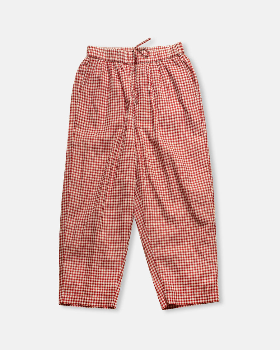 gingham check 2 tuck easy pants