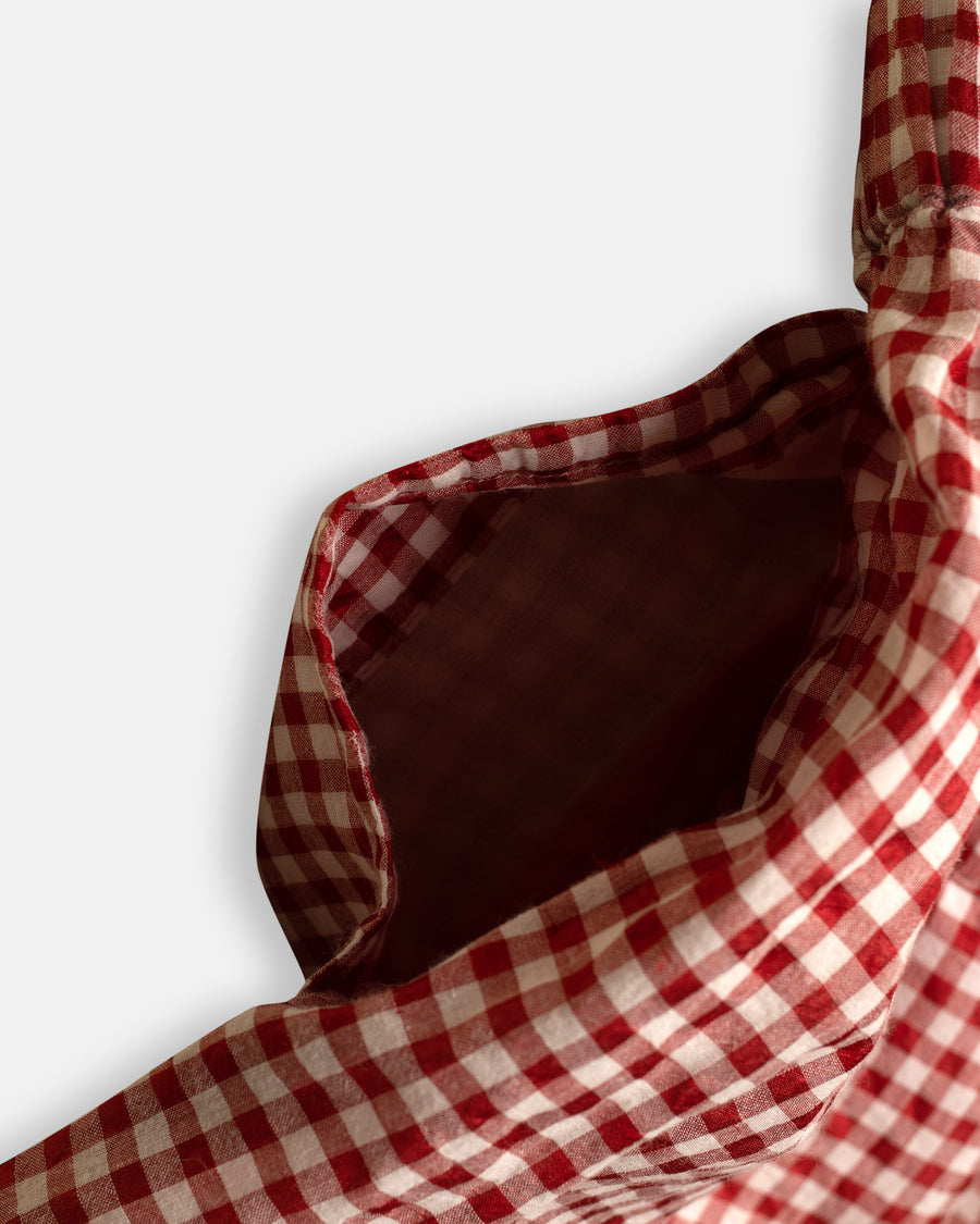 gingham check 2 tuck easy pants