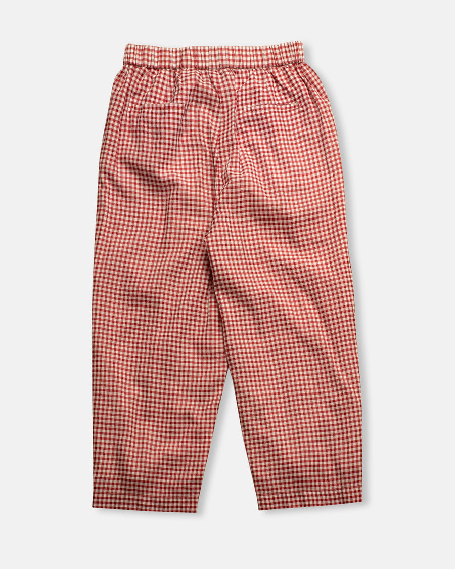 gingham check 2 tuck easy pants