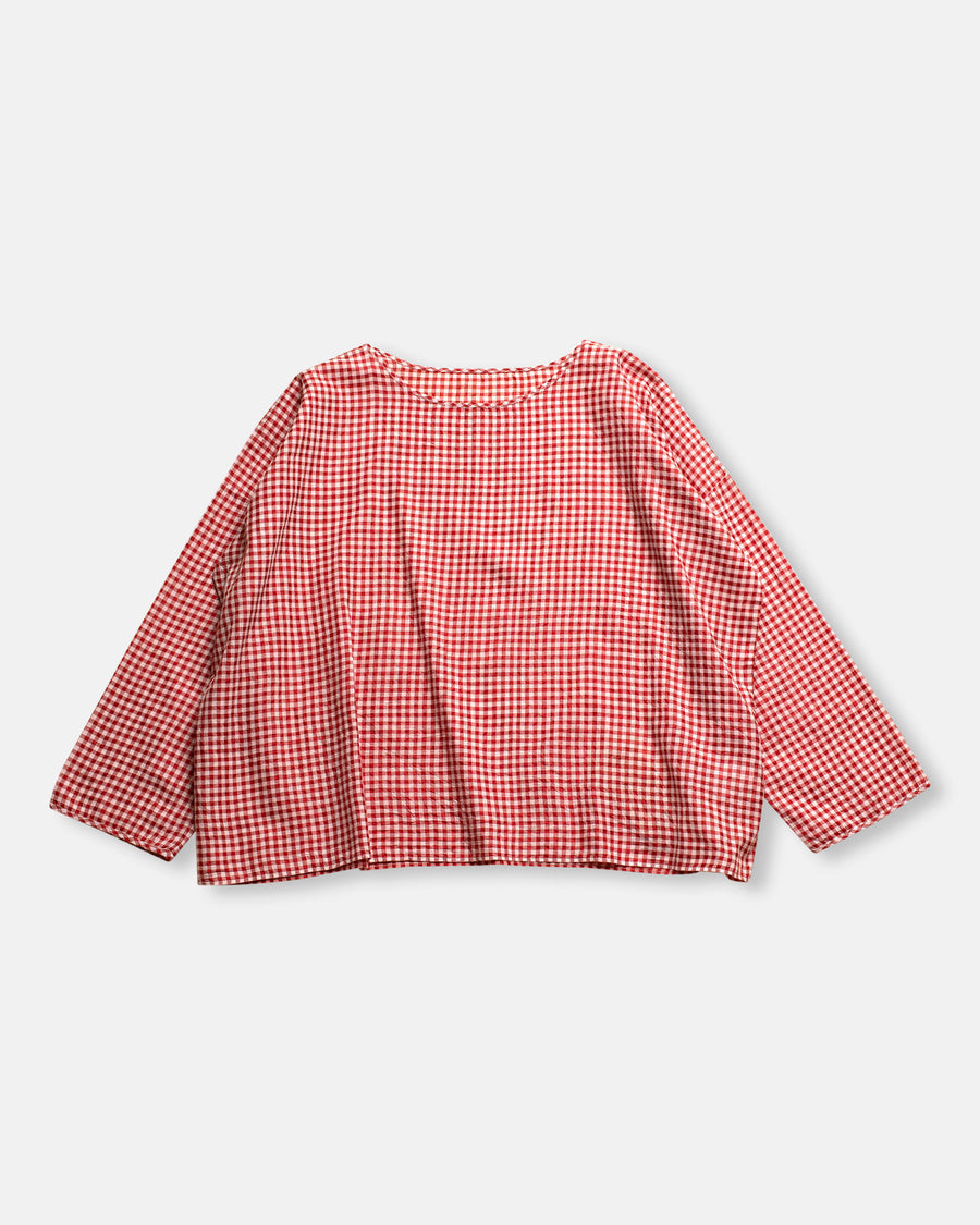 gingham check drop shoulder smock top