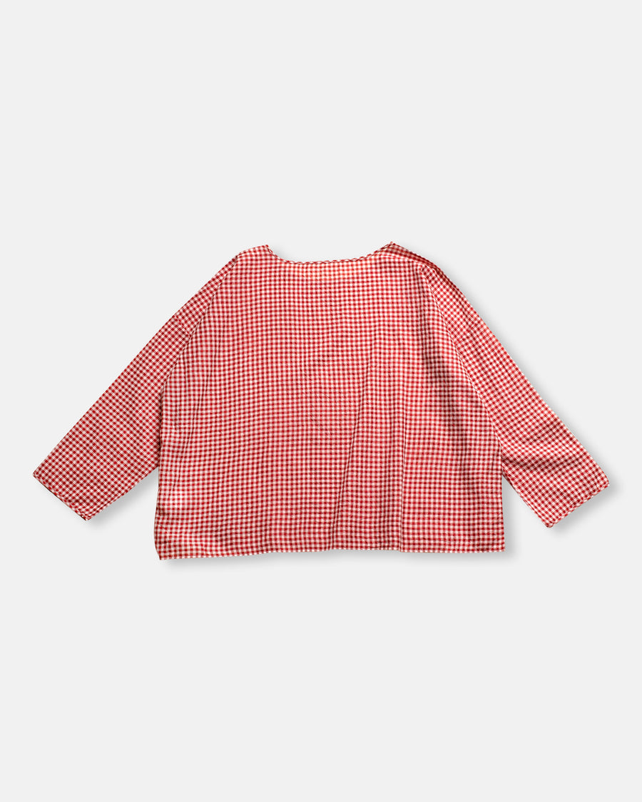gingham check drop shoulder smock top
