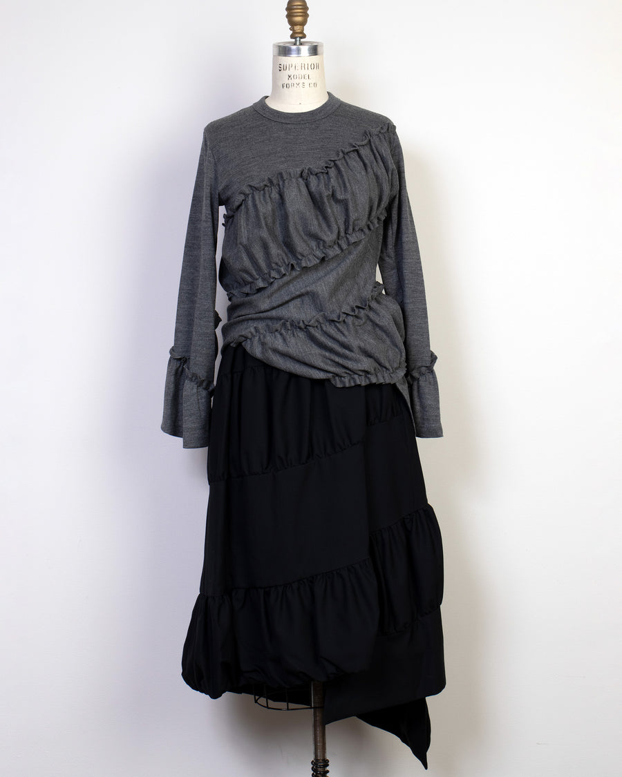 diagonal gathered top