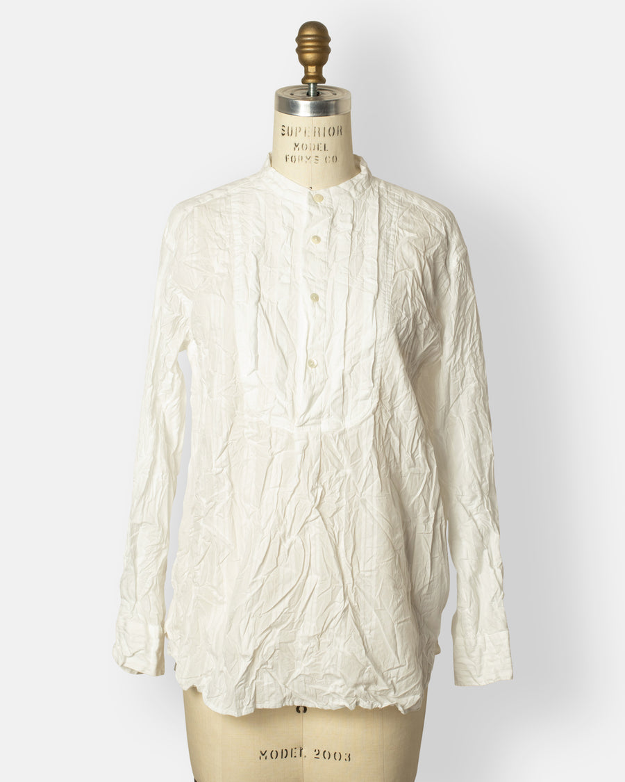 cotton dobby front pleat shirt