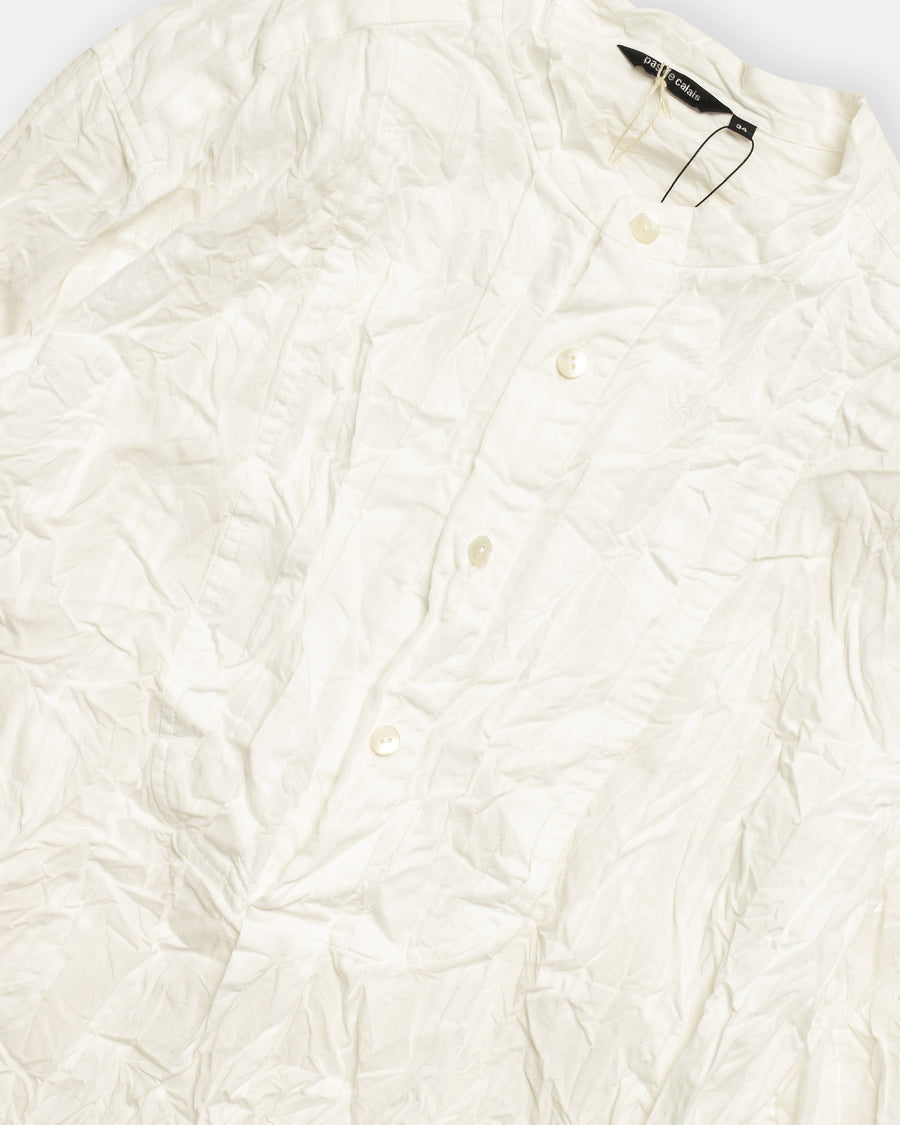cotton dobby front pleat shirt