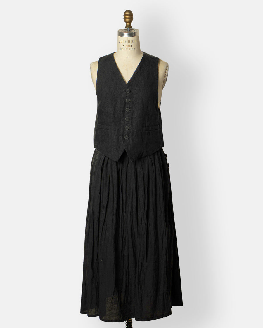 french linen box pleat skirt