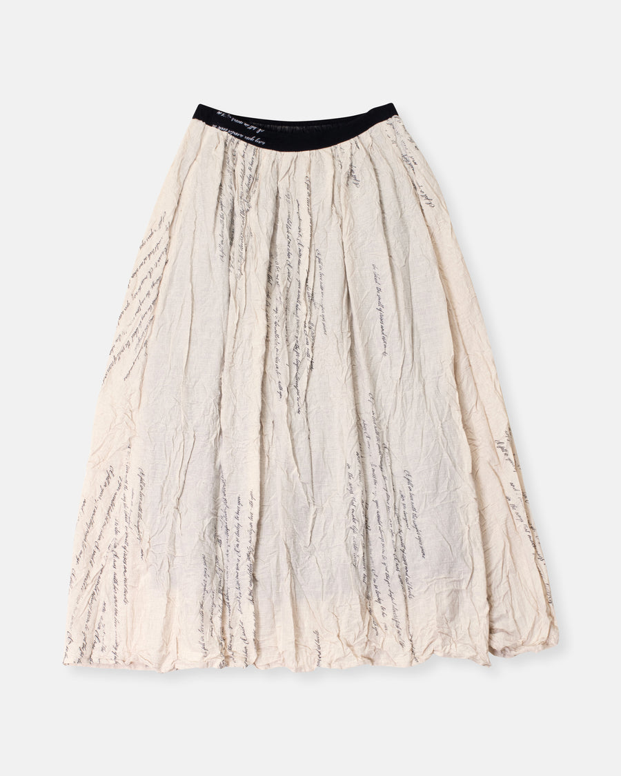 love letter print crinkle skirt