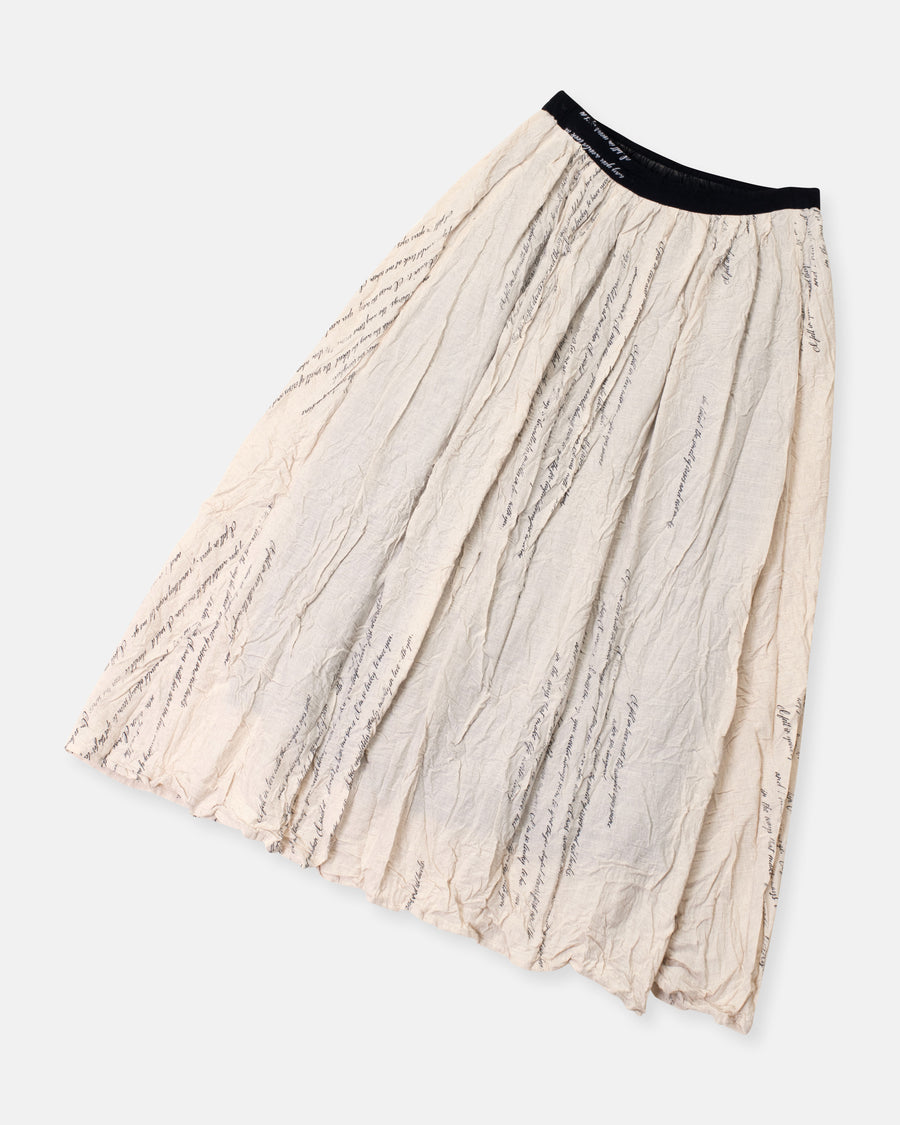love letter print crinkle skirt