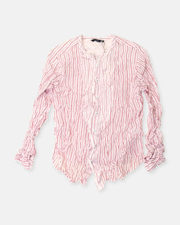 collarless crinkle blouse