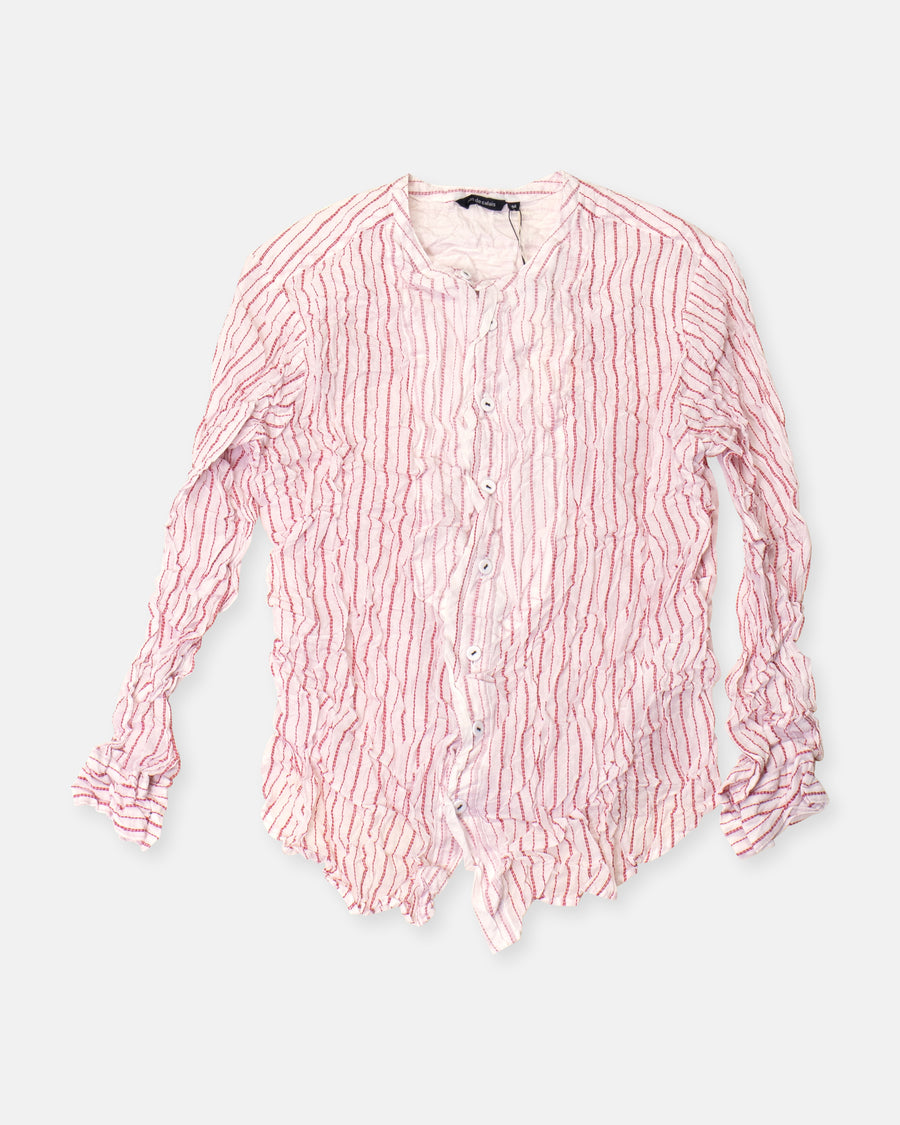collarless crinkle blouse
