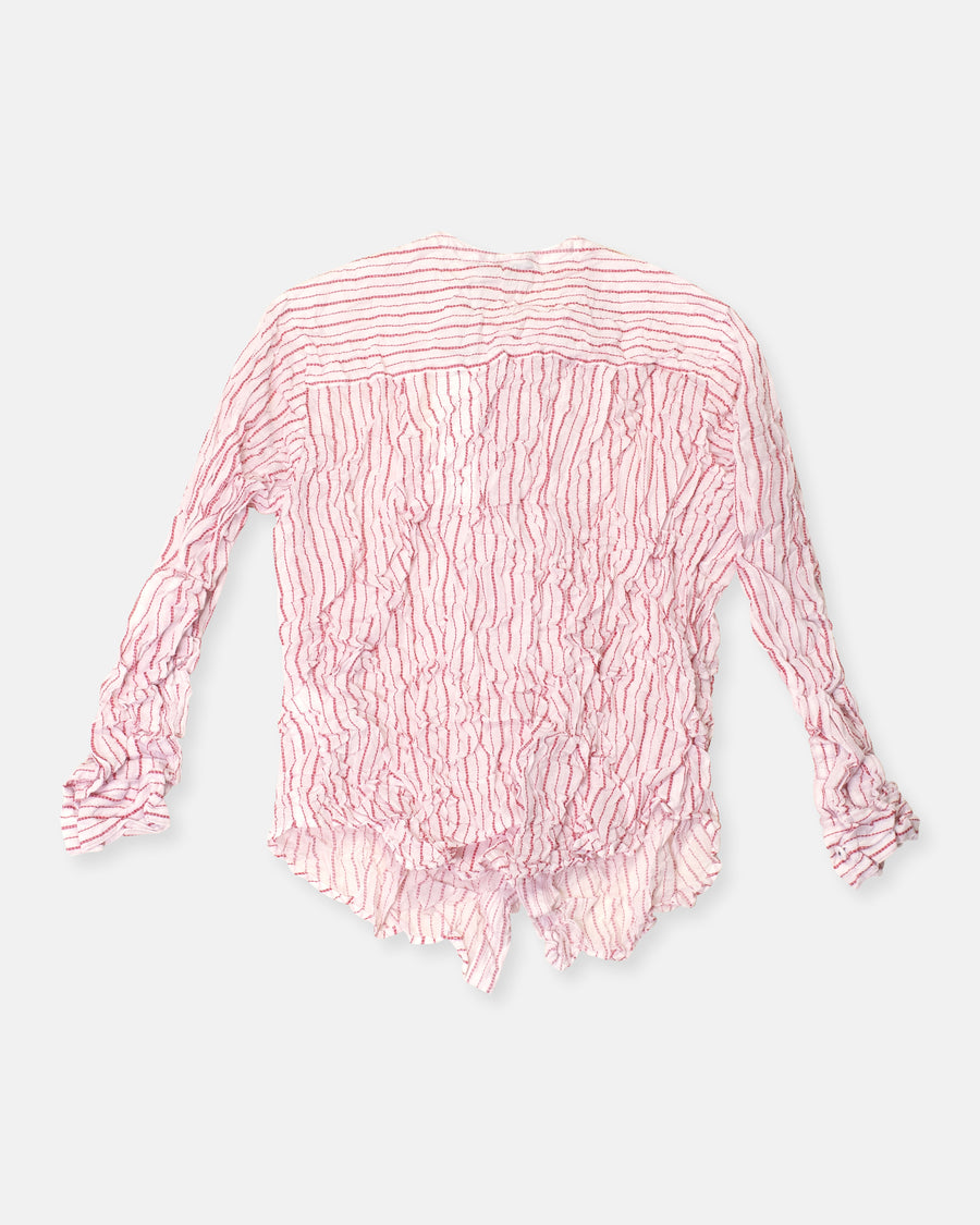 collarless crinkle blouse