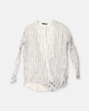 collarless crinkle blouse