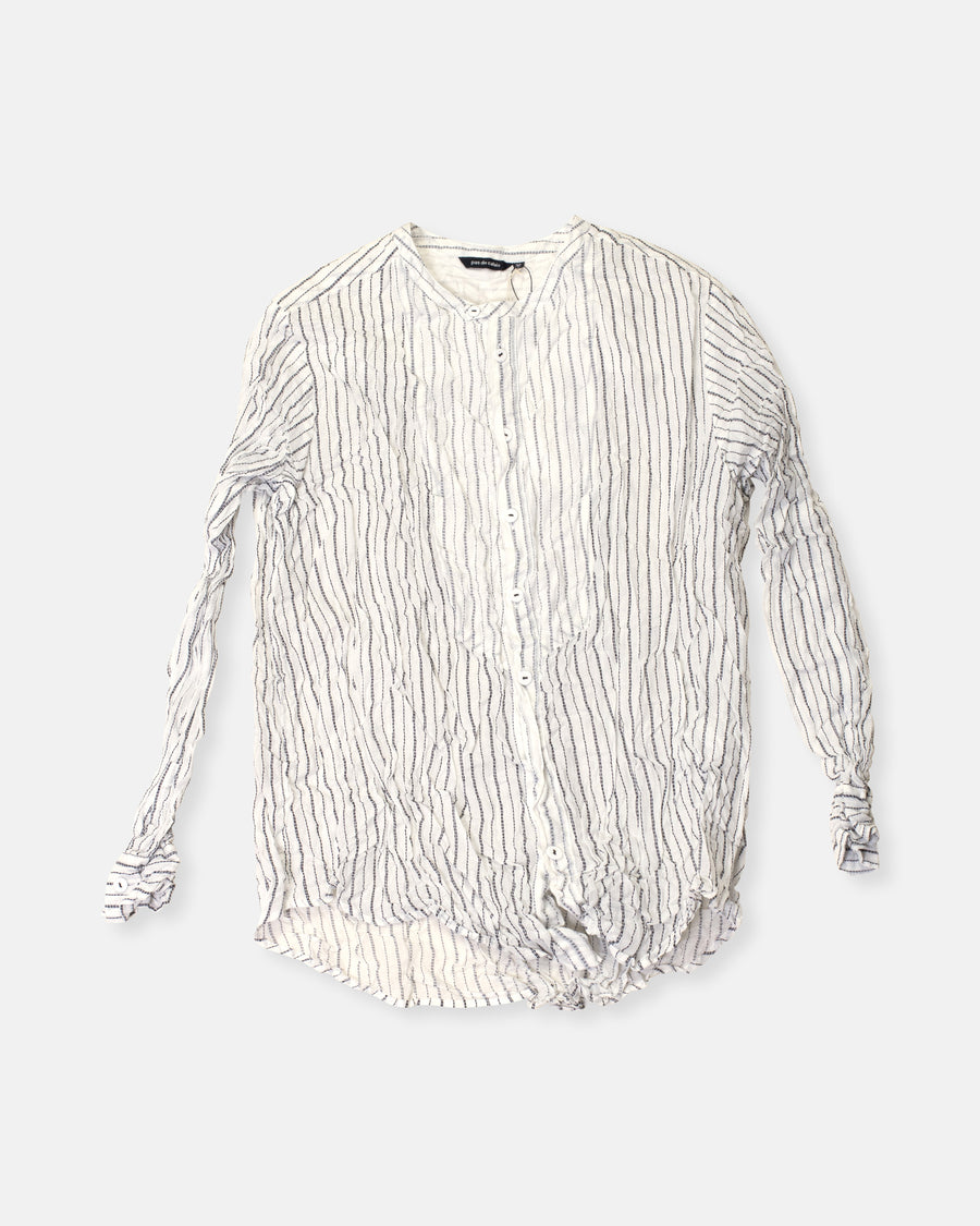 collarless crinkle blouse