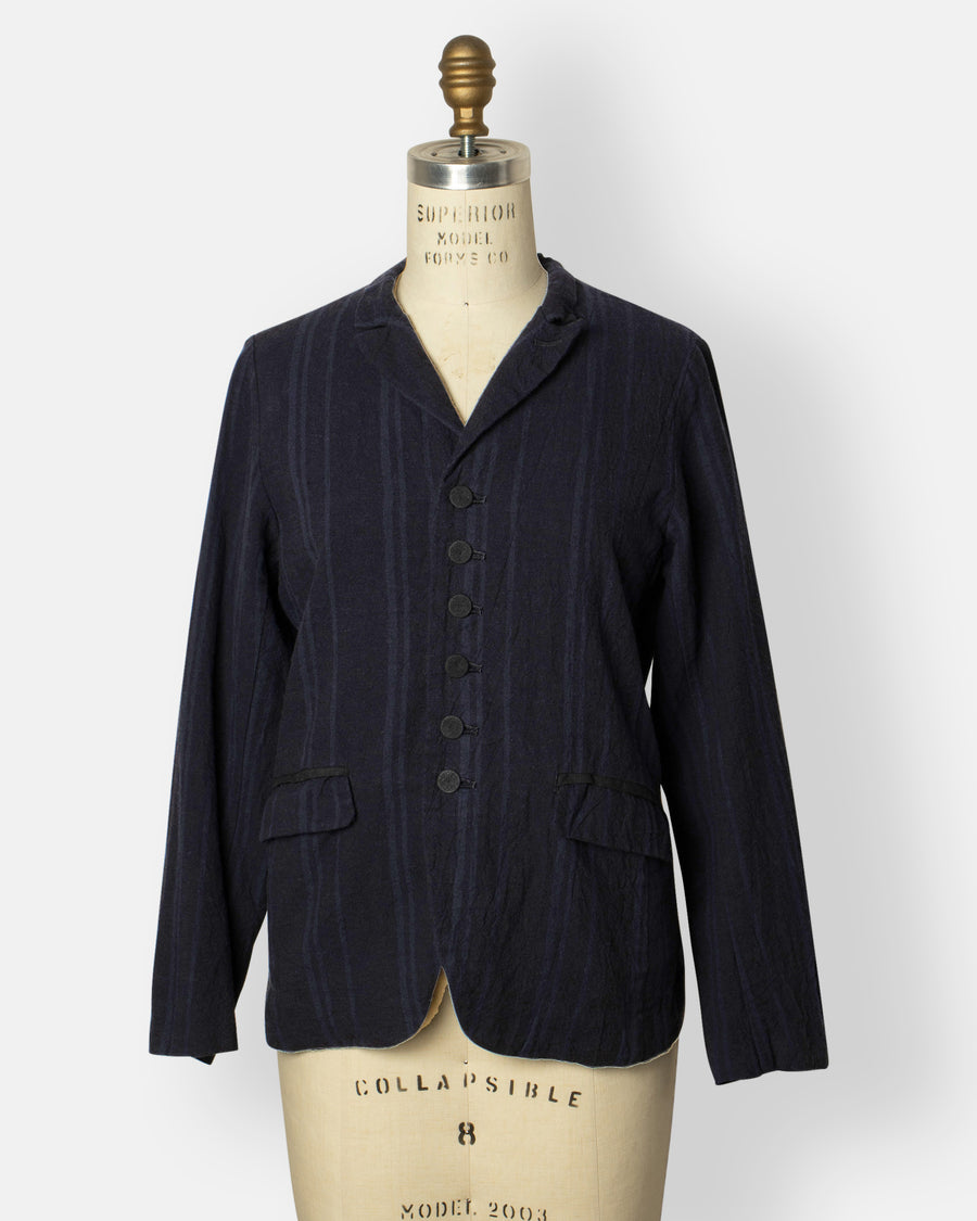 yarn dyed random stripe jacket