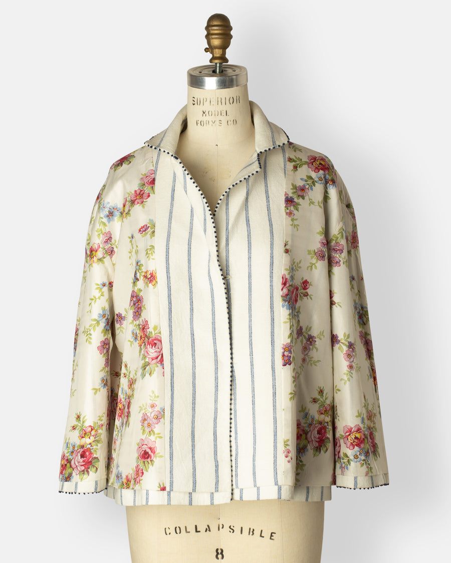 stripe and floral reversible jacket