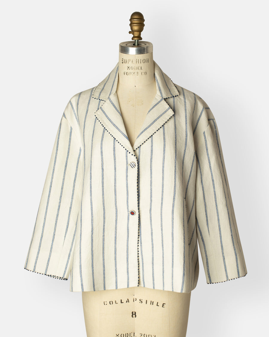 stripe and floral reversible jacket